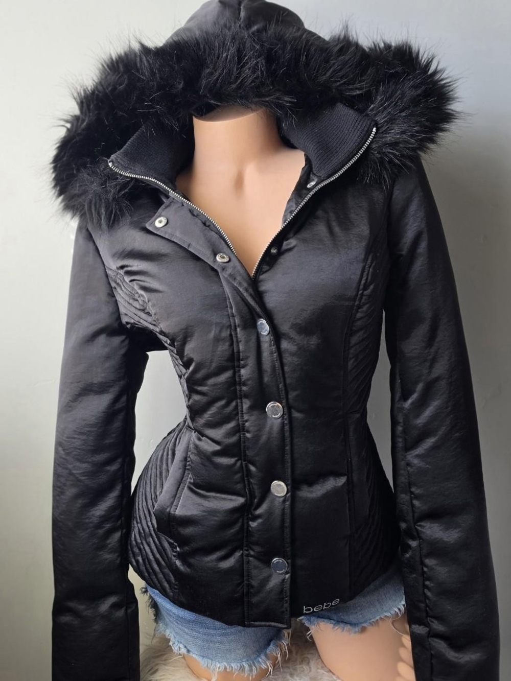 Vintage y2k Bebe faux fur puffer jacket